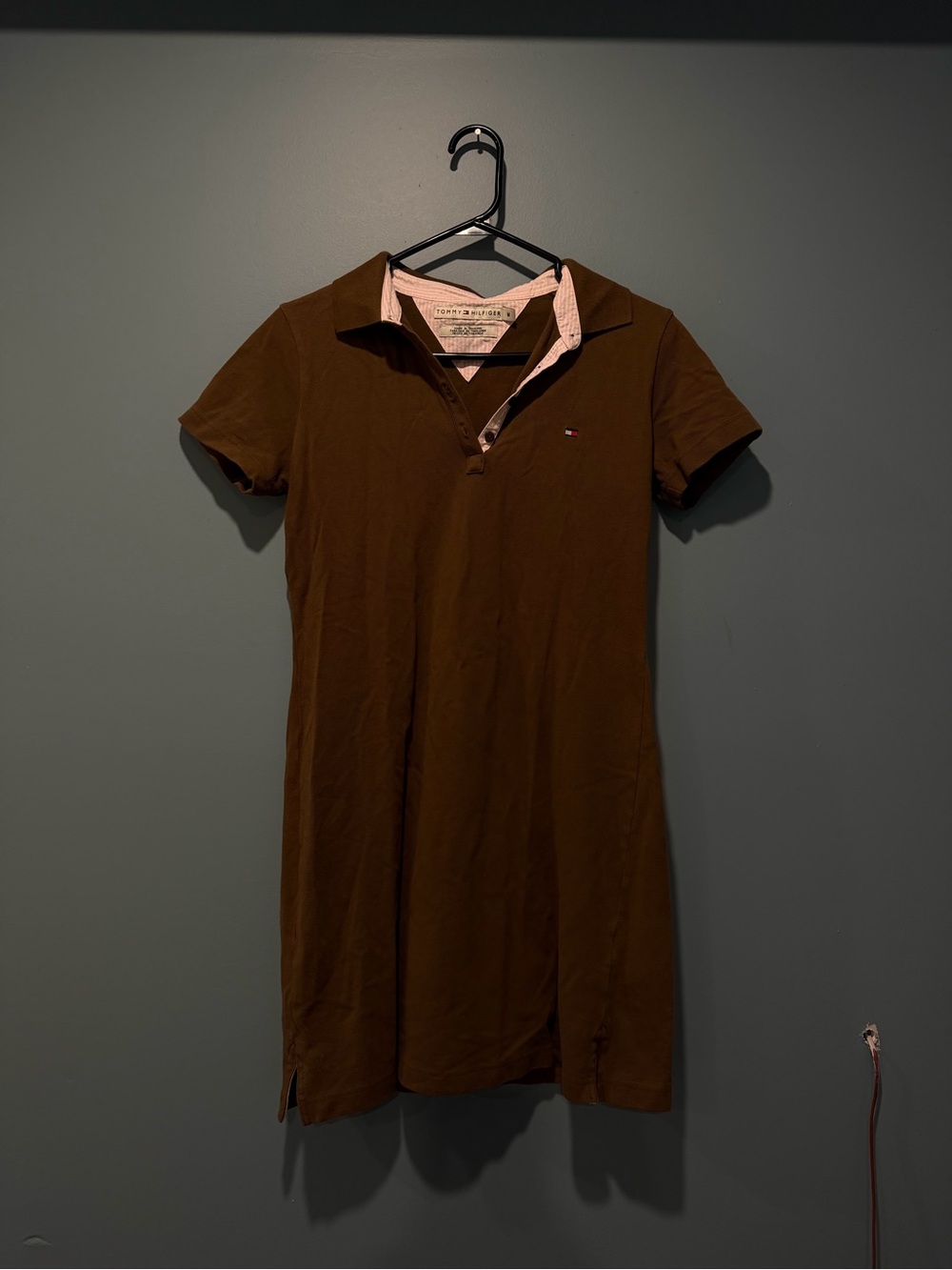 Tommy Hilfiger Brown Polo Dress with Pink Collar
